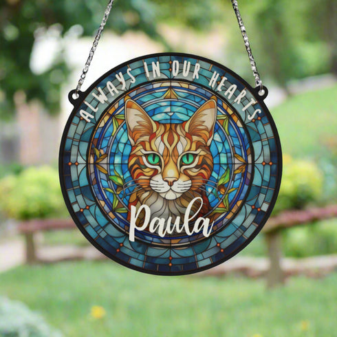 Cat Bengal Memorial Stained Glass Effect Suncatcher